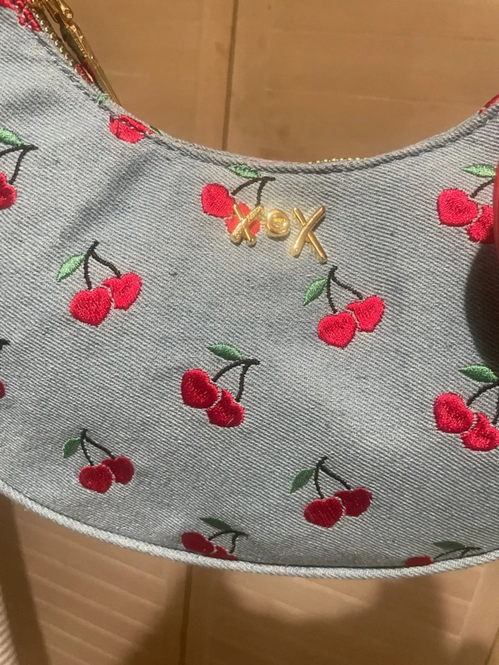 Betsey Johnson XoX Denim and Cherry Hobo Bag - Picture 3 of 10